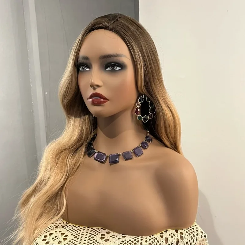 Realistic PVC Mannequin Dummy Head with Shoulders Plastic Manikin Doll Heads for Wigs Hat Sunglassess Display