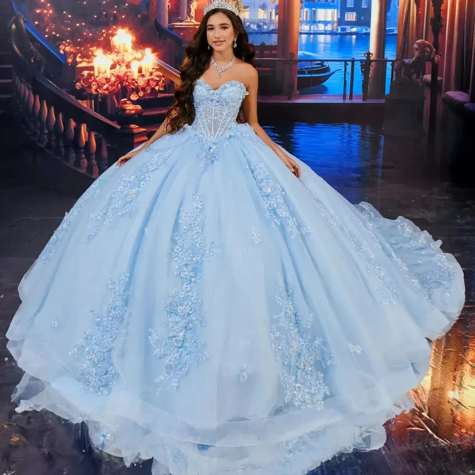 

Розовое бальное платье принцессы с открытыми плечами, платье Quinceanera, расшитое бисером, на день рождения, Vestidos De Novia, с аппликацией, выпускное платье на шнуровке сзади