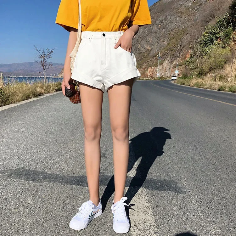 

Summer New Fashion Women's Causal High Waist Jeans Shorts Plus Size Loose Wide Leg Trendy Denim Short Trousers Female Streetwear