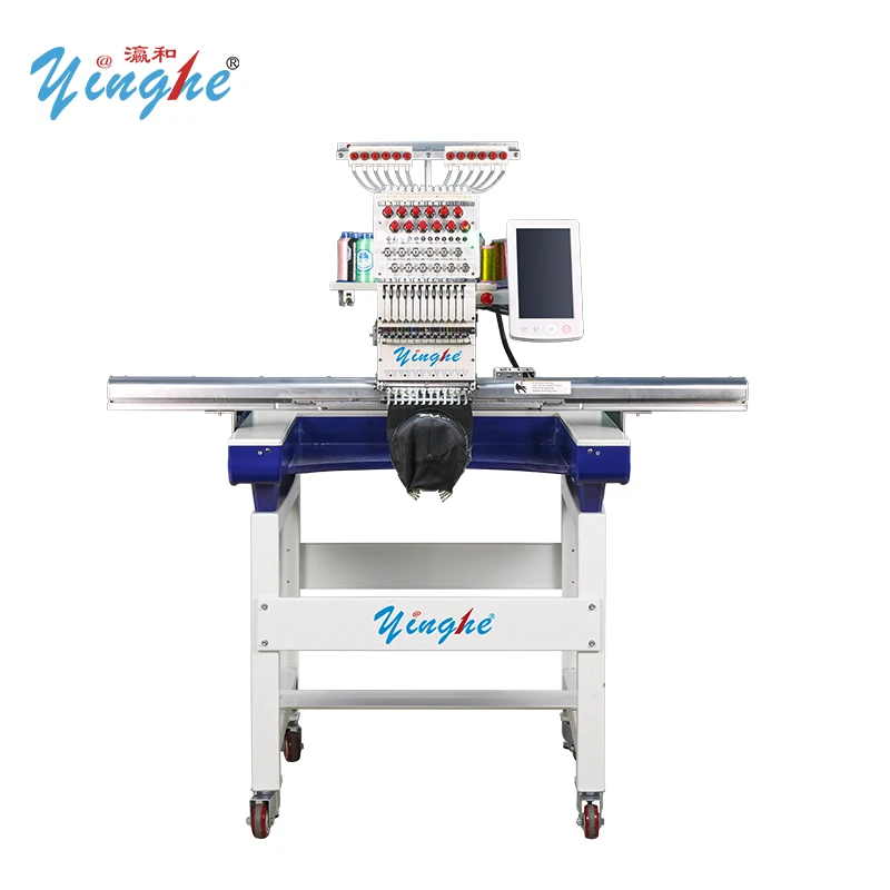 YH-1201 Single Head 12 Needle Industrial Embroidery Machine High Speed Auto Thread Trim For Hoodie Cap Logo Bulk Embroidery