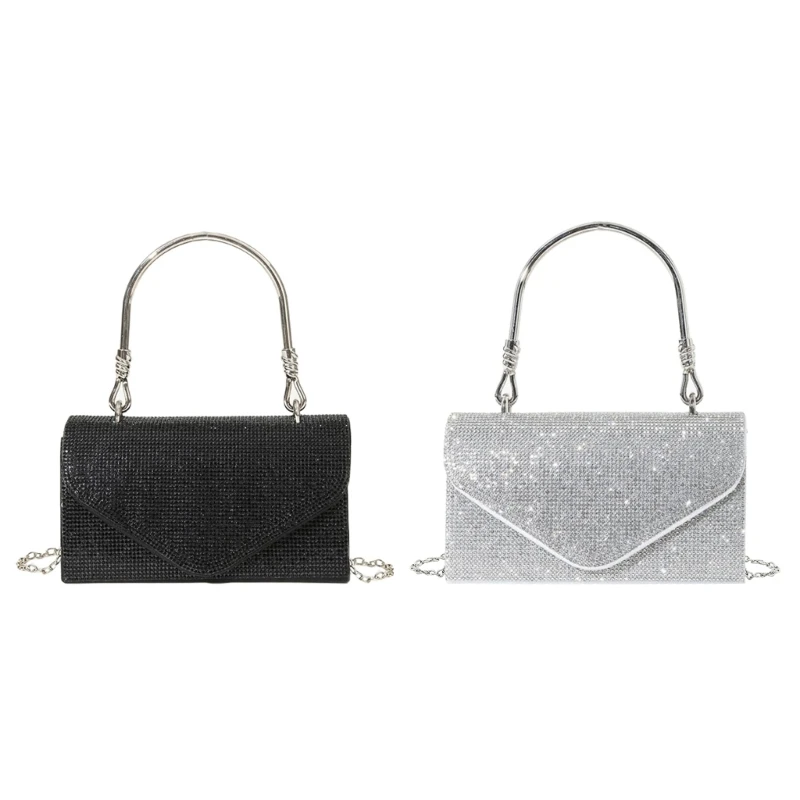 Bolsa feminina com glitter para noite, bolsa clutch para festa casamento, baile, bolsa ombro crossbody E74B