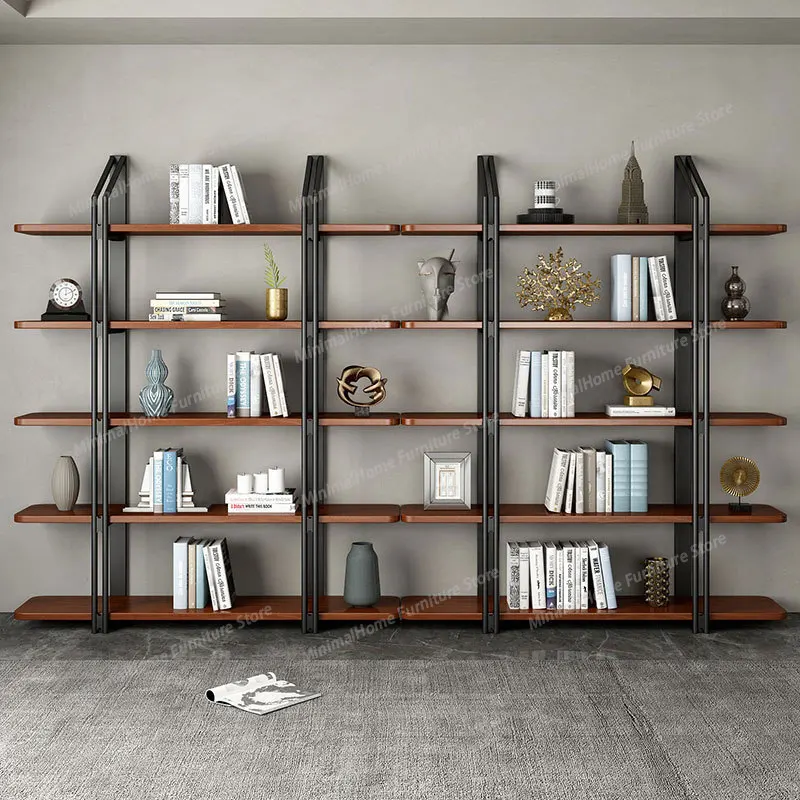 Libraries Simple Bookcases Multi-layer Solid Wood Floor-standing Bookcases Retro Living Room Furniture Rayonnages YS40CC