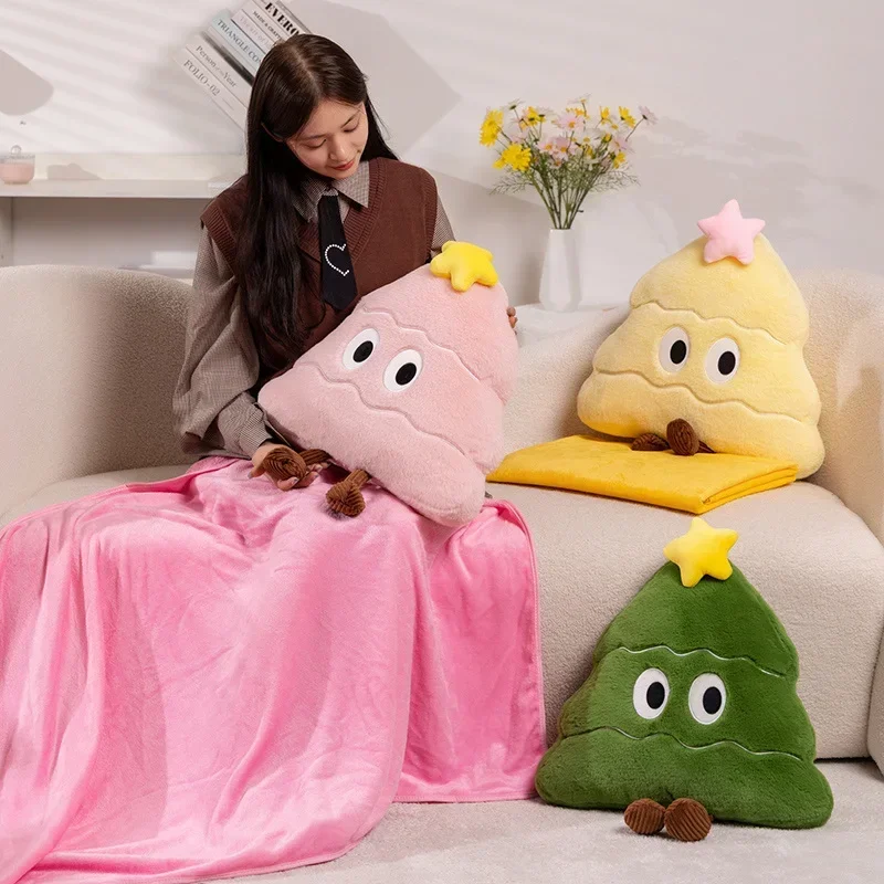 Almohada de felpa de árbol de Navidad de dibujos animados, juguetes de peluche, silla de muñeca bebé, cojín para sofá, decoración navideña, regalos de Navidad, cumpleaños y Año Nuevo