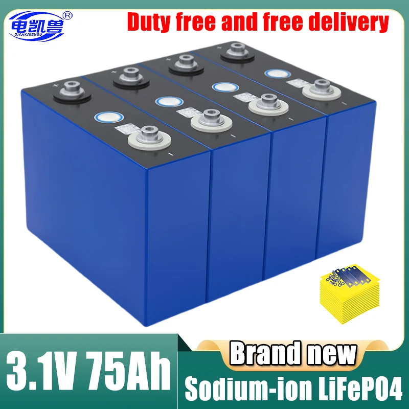 

2.9V 3.1V 75Ah Grade A Sodium-Ion battery DIY 12v 24V 48V RV Motorcycle Electric Car travel Solar inverter Batteries Duty-free