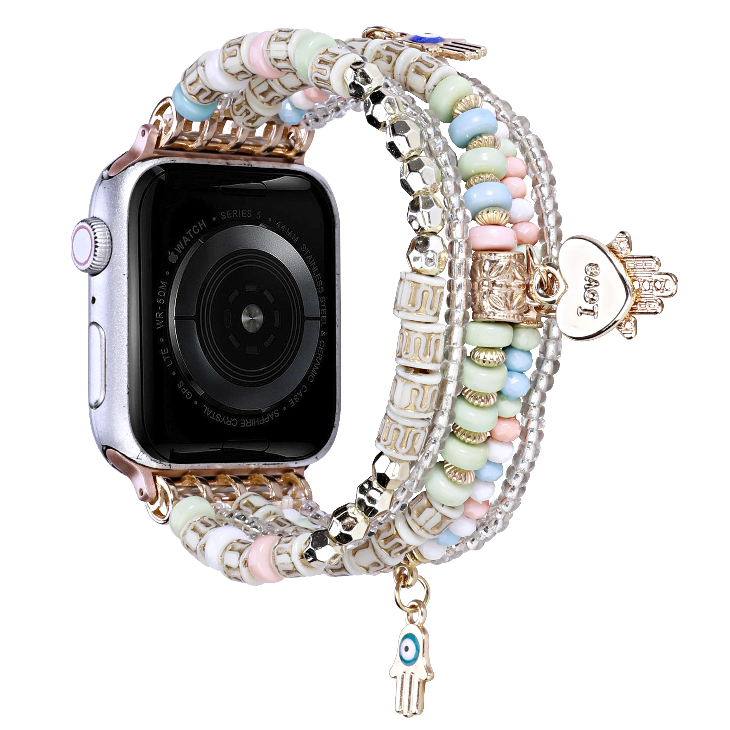 Harsband voor Apple Watch-band 49 46 42 45 44 41 40 mm elastische kralen Boheemse armband voor iWatch 11 10 9 8 7 6 5 4 SE Ultra 3