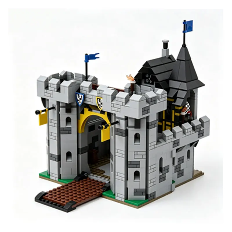 

MOC1071pcs Medieval Castle Miniature Building with Drawbridge Small Particle Assembly Block Expansion Model Toy