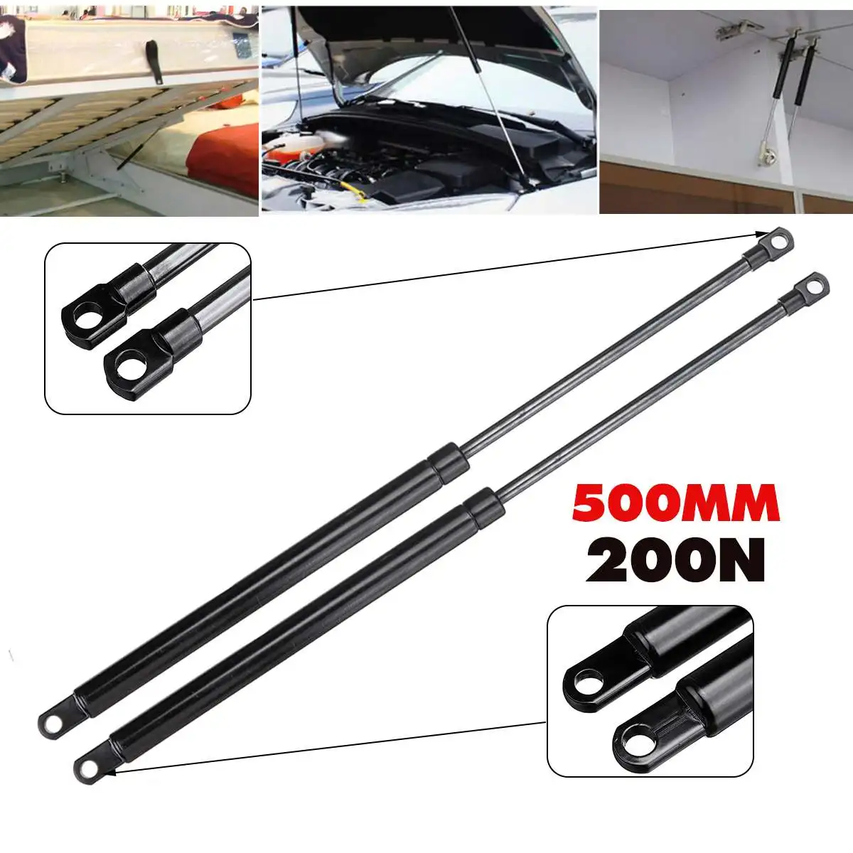 Pair 500mm 200N 20kg Car Gas Strut Bars Gas Spring Hood Support Rod Shock Lift for RV Bed Window Bus Caravans Lorry Door