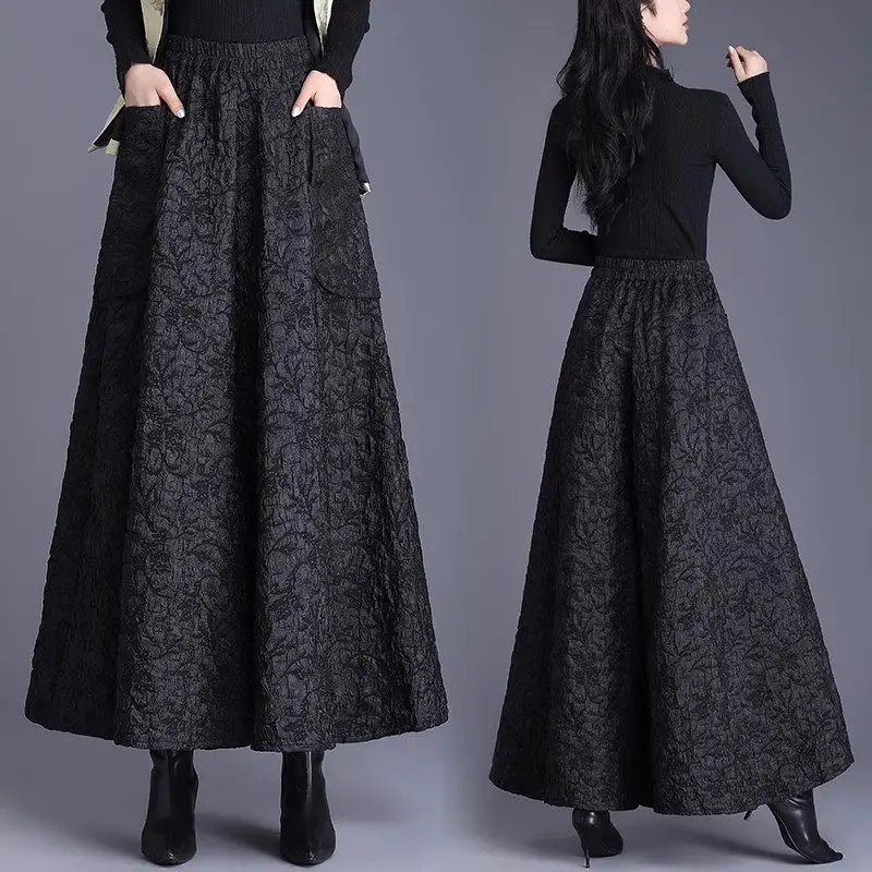 Chinese Style Embossed Jacquard Wide Leg Pants For Women's Autumn And Winter Oversized Large Size Casual Loose Trousers A633