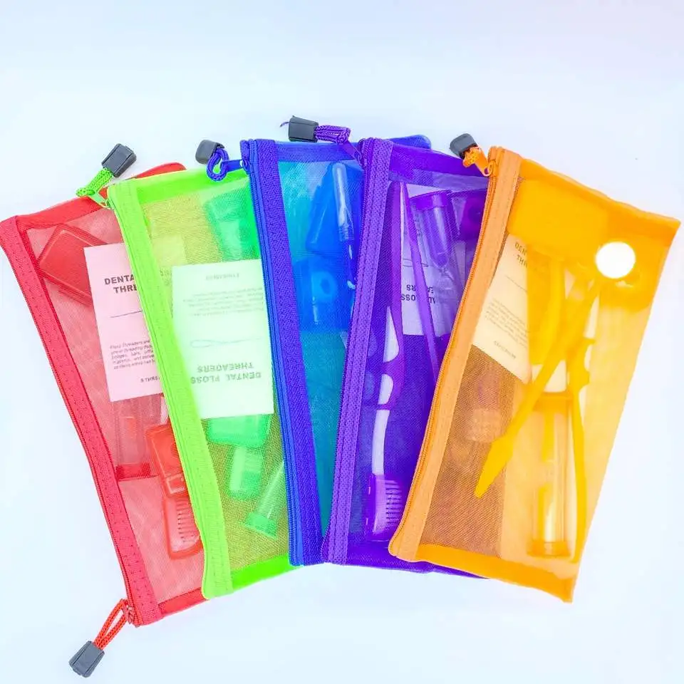 8pcs Dental Care Brush Kit Orthodontic Teeth Cleaning Foldable Toothbrush Interdental Brush with Floss Thread And Wax for Travel