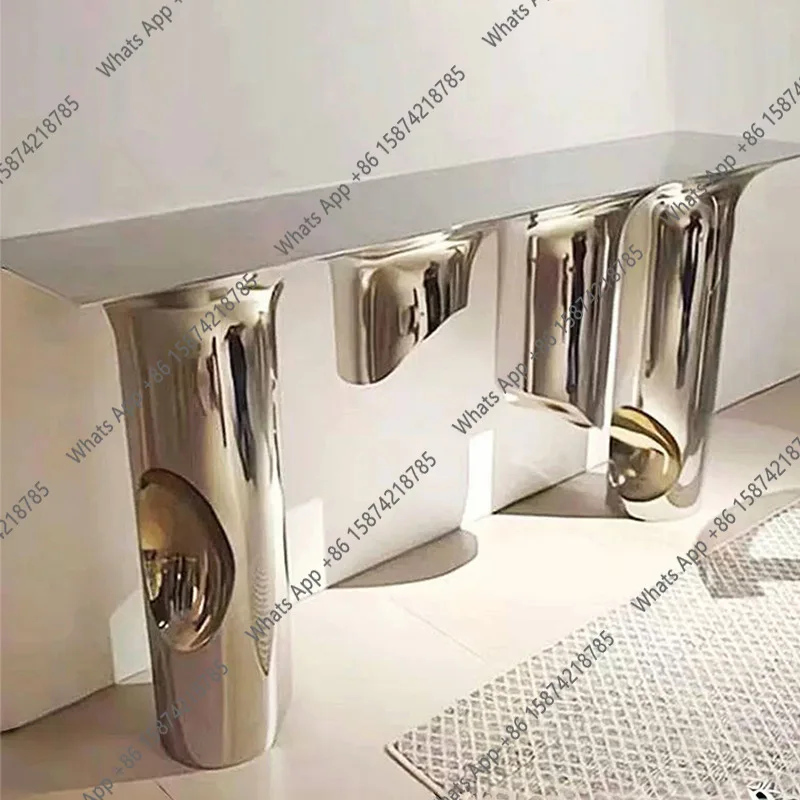 

Итальянский стол для прихожей в стиле лайт-люкс, мраморный приставной столик, современный высококачественный стол для прихожей из нержавеющей стали