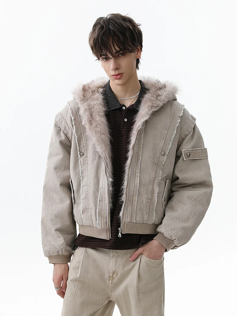 2025 Men's Winter New Jackets Men's Stylish Warm Long Sleeve Parkas Handsome Simple Solid Color Warm Thickened Tooling Jackets