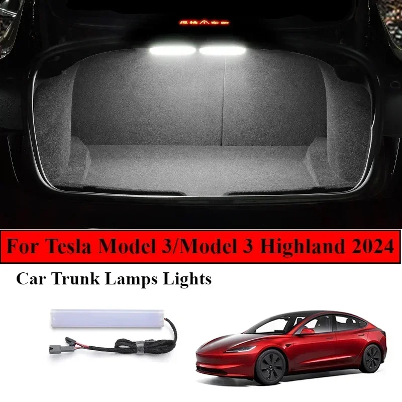 White LED Light Tape Festoon For Tesla Model 3 Model 3 Highland 2024 Trunk Cargo Area Luggage Compartment Interior Illumination