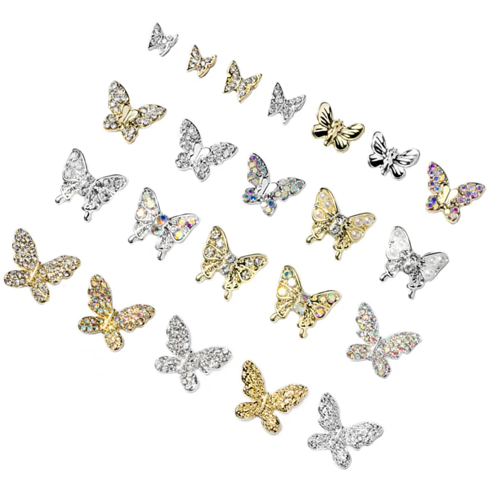 22 قطعة ثلاثية الأبعاد فراشة مسمار السحر المعادن مسمار الفن زينة DIY بها بنفسك مانيكير مجوهرات للأظافر الطبيعية وهمية تصميم مانيكير السحر