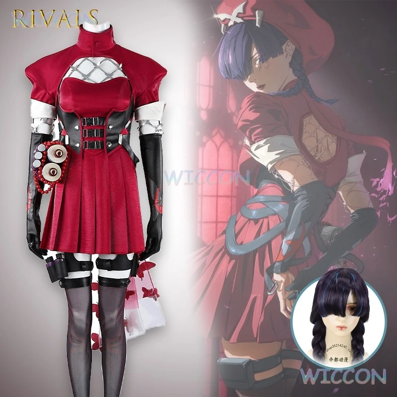 

Женский аниме-игровой персонаж с заклепками Psylocke Crimson Huntress, официальный костюм для косплея, наряд для вечеринки на Хэллоуин, униформа для волос ниндзя