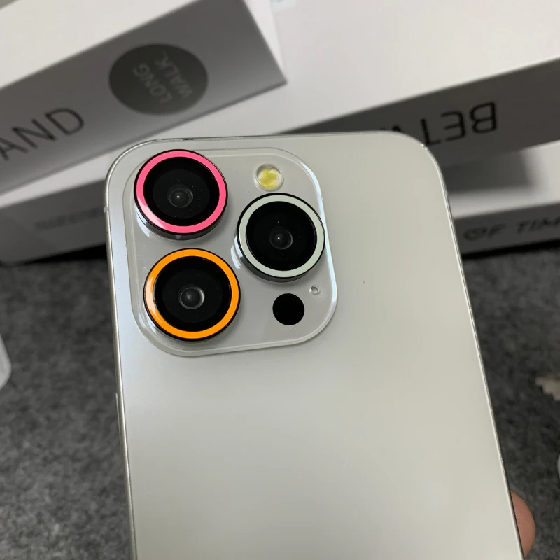 3 قطعة حامي عدسة الكاميرا مضيئة ل 17 15 16 برو ماكس حلقة واقية الزجاج آيفون 16 14 زائد 12 13 زجاج لين خلفي صغير #6