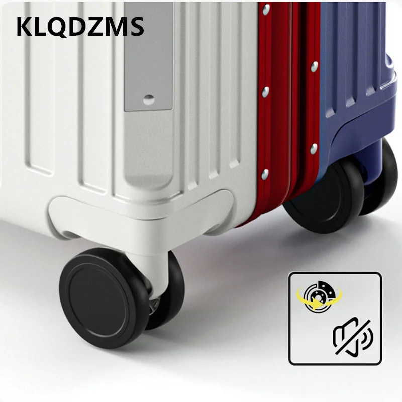 KLQDZMS Carry-on Travel Luggage 18 Inches Boarding Box Women's ABS + PC Trolley Case Students Small Aluminum Frame Suitcase