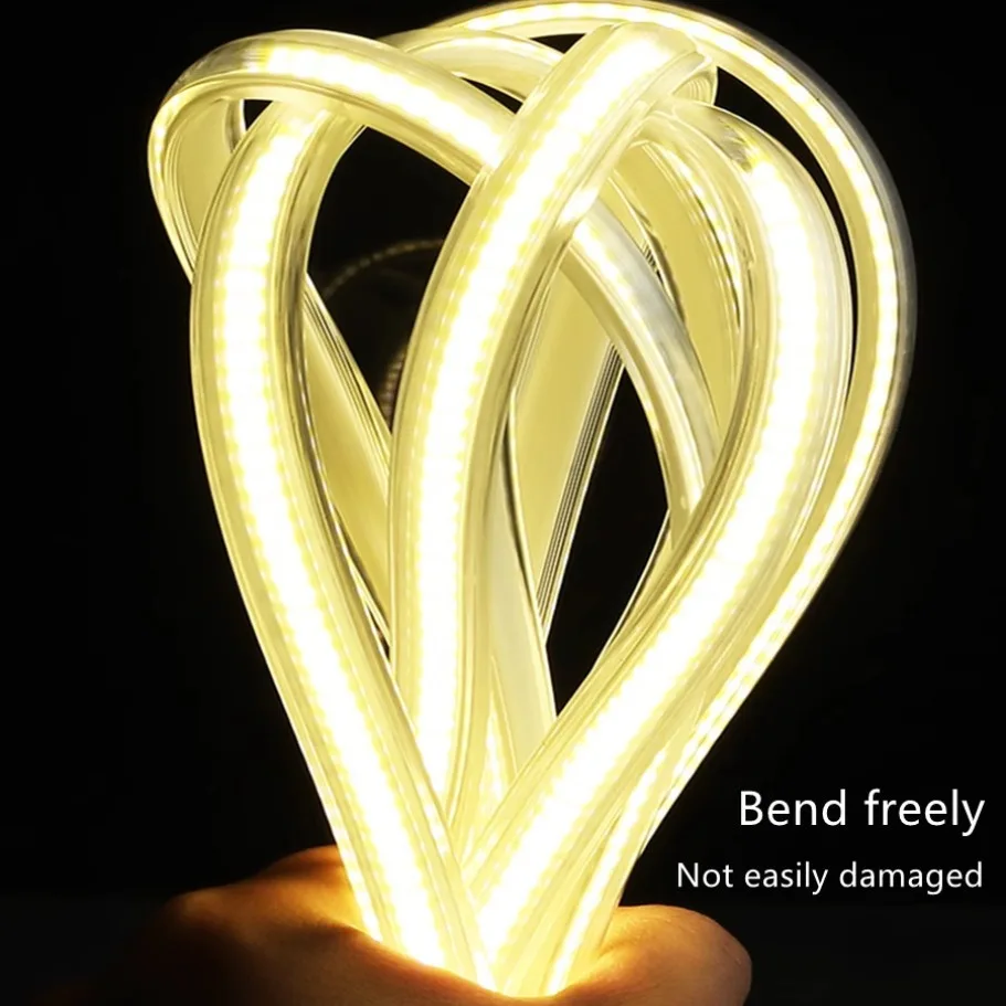 220 فولت عدسة COB LED قطاع 10 مللي متر عرض 288 المصابيح/م مع التبديل/خافتة عكس الضوء الاتحاد الأوروبي التوصيل IP65 مقاوم للماء RA95 فوب LED الشريط للديكور المنزل #5