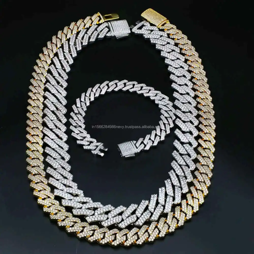 

Gra Diamond Bracelet 925 Silver Hip Hop Iced Out Moissanite Bling Chunky Necklace 6mm 8mm Luxury Miami Cuban Link Chain for Men