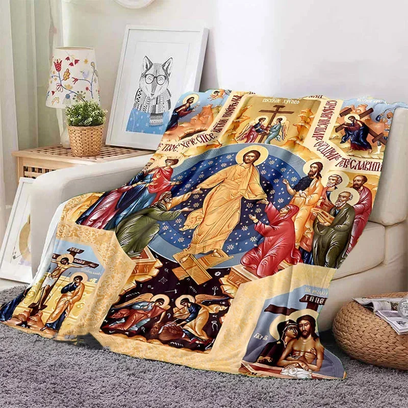 Jesus Faith Theme Flannel Throw Blanket Pretty Kids Warm Blanket Soft Comfortable Home Travel Blanket Birthday Gift Kids Adults