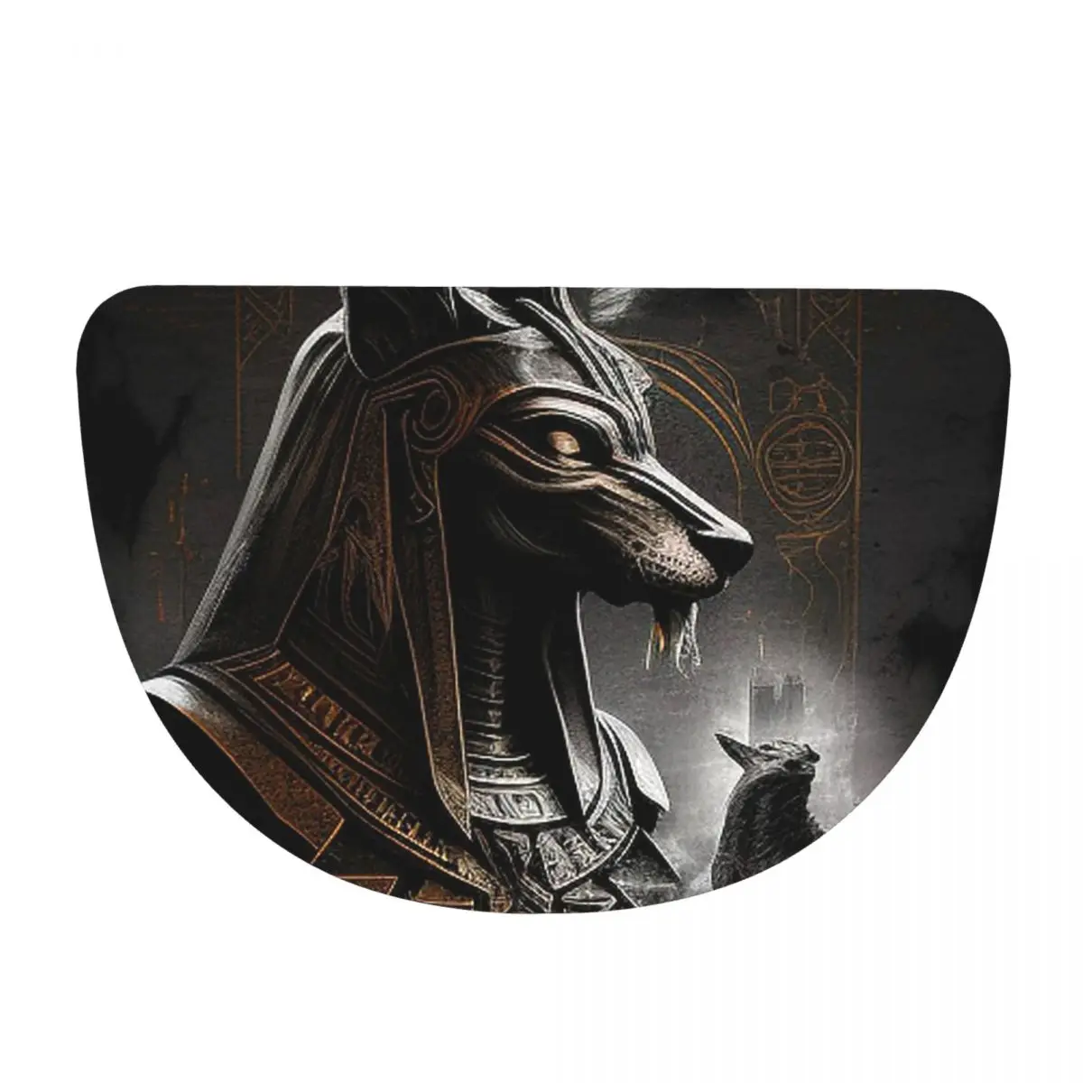 Ancient Egypt God Anubis Egyptian Pharaoh Soft Flannel Half Round Doormat Non Slip Bathroom Mat Absorbent Floor Carpet for Home
