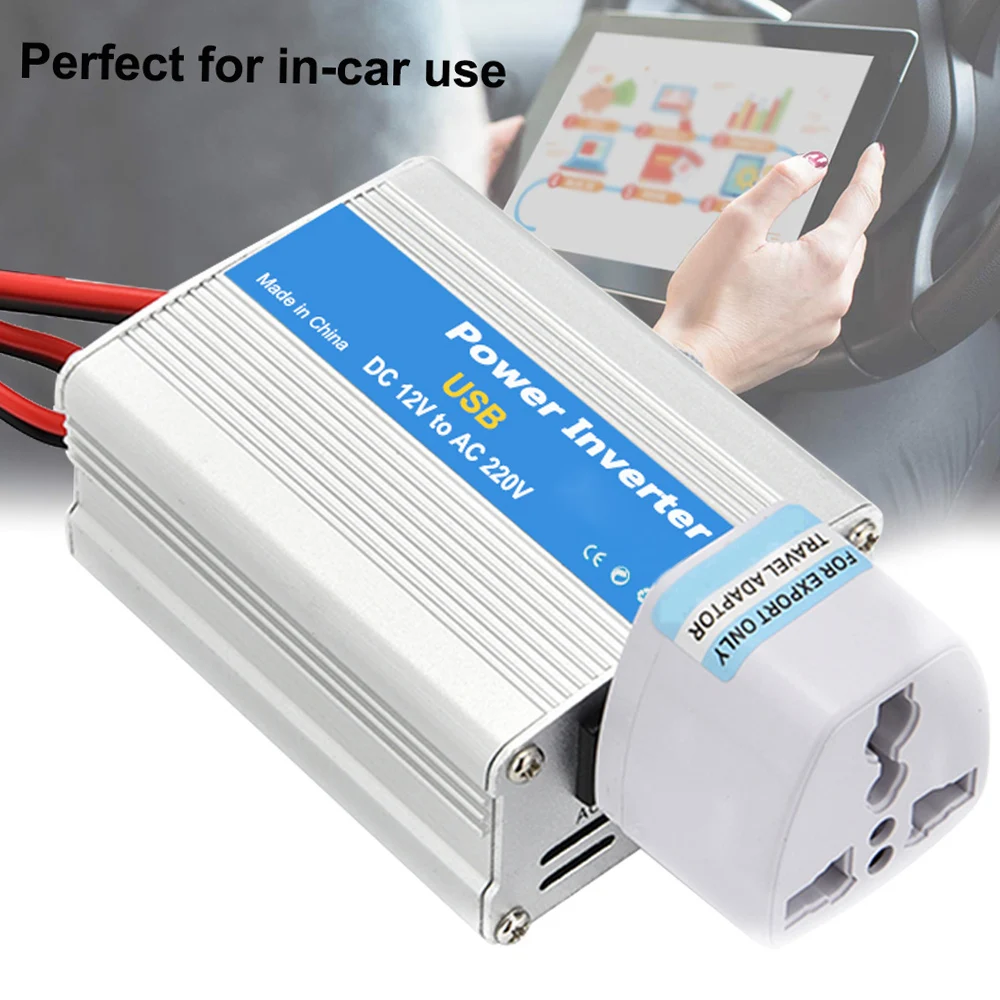 Portable Car Power Inverter 200W DC 12V to AC 220V Charger Converter Transformer with Charging USB Ports and Oulets