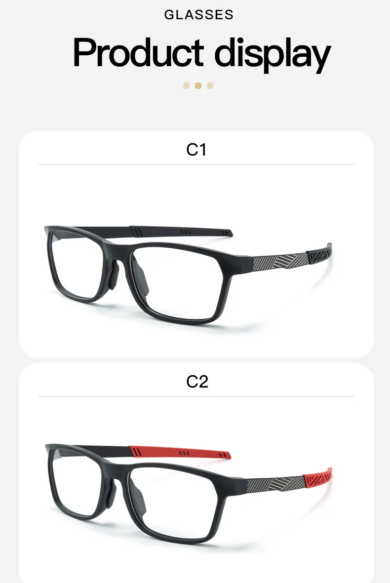 YIMARUILI Mode Sport Brille Männer und Frauen Radfahren Basketball TR90 Legierung Quadratische Optische Brillen Rahmen 8086 – Detail 7