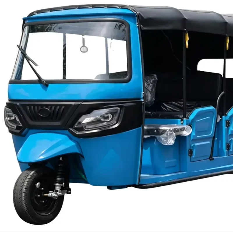 Electric Tuk Tuk Tricycle for 1 Driver 8 Passengers 60km/h 4000W AC Motor Lithium Battery Open Body Handlebar Operated