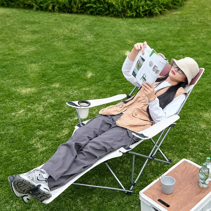 Portable Folding Reclining Chair for Outdoor Camping Office Lunch Break Leisure Sleeping Lightweight Back Support Seat