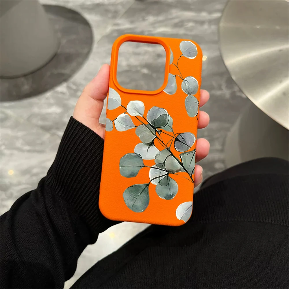 Eukalyptusblatt-Handyhülle für iPhone 17 16 15 14 13 12 Pro Max 16 15 14 Plus 17 16 15 14 13 12 Pro 17Air Silikon-Matt-Hülle – Detail 6