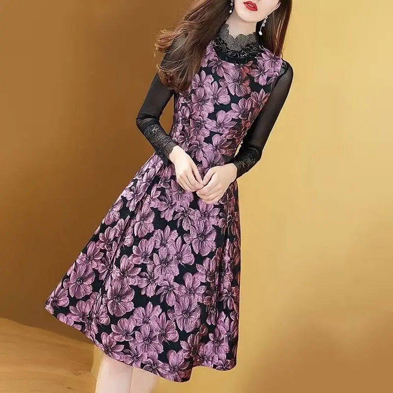 เสื้อกั๊กทรงเข้ารูปพิมพ์ลายดอกไม้ รุ่นดั้งเดิมสำหรับผู้หญิง แฟชั่นฤดูใบไม้ร่วง กระโปรงยาว ชุดเดี่ยวสำหรับใส่ทำงาน ปี 2025