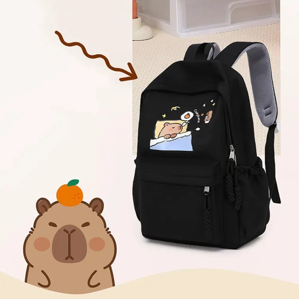 

Thickened Capybara Backpack Oxford Cloth Waterproof Large Capacity School Bag Badge Multi Functional Cartoon Animal Daypack