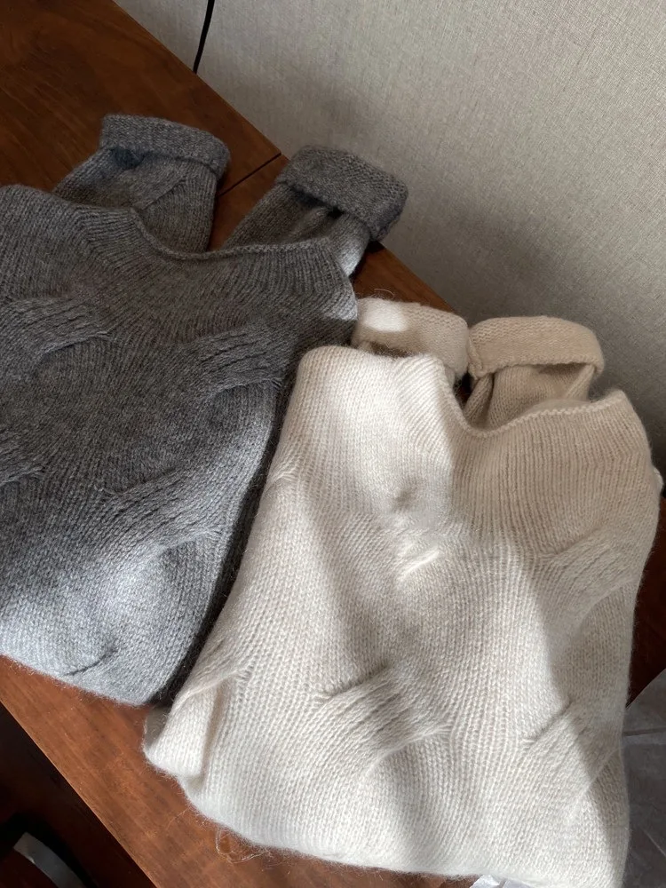 

Свободный свитер с круглым вырезом для женщин, однотонный вязаный топ, удобный, в непринужденном стиле, модный, повседневный, с длинными рукавами