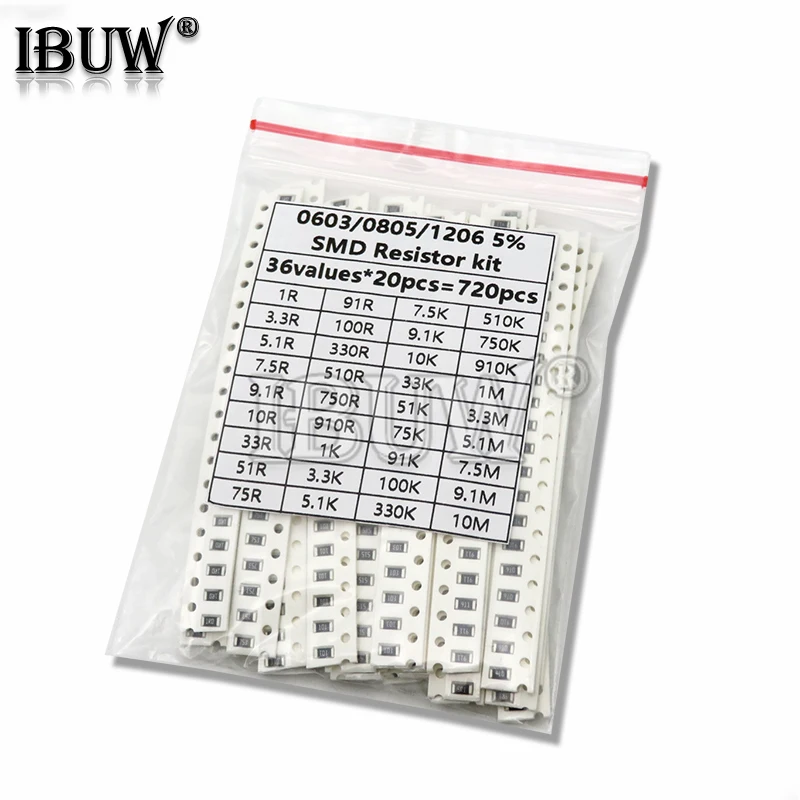 200PCS 660PCS 720PCS 4000PCS 0402 0603 0805 1206 1210 2512 SMD zestaw rezystorów igmopnrq wybrane elementy 10K 100K 1K 1R 100R 220R 1% 5%