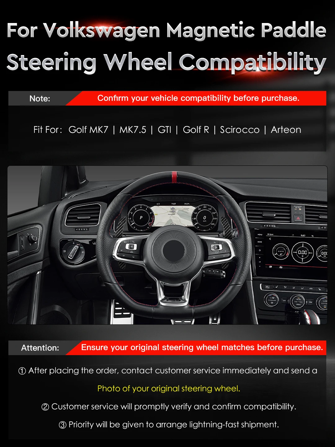 OHC Glossy Magnetic Carbon Fiber Paddle Shifter For Golf MK7 MK7.5 Golf R Scirocco Using Magnetic Suction Technology