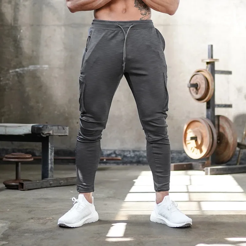 2024 Fitness New European And American Sports Men\'s Overalls Outdoor Trousers Running Training Pants Elastic Pants