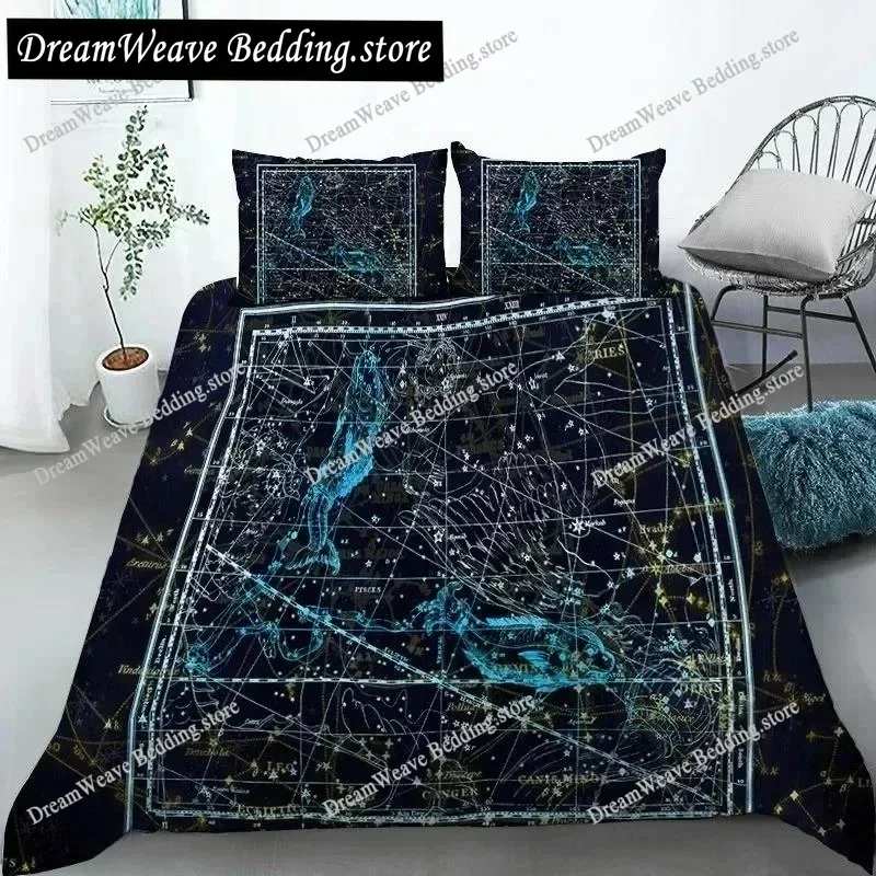 Yellow Constellation Bedding Set Duvet Cover 3d Bedding Fashion Design Decoration King Duvet Cover Set Double Bed Set Bedding963