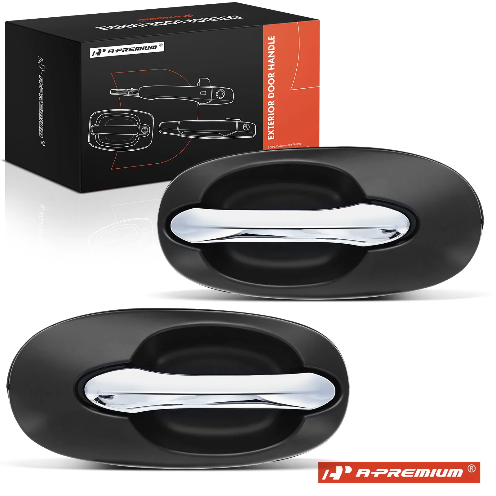 A-Premium 2x Driver & Passenger Side Exterior Door Handle Chrome + Black for Kia Sedona 2002-2005