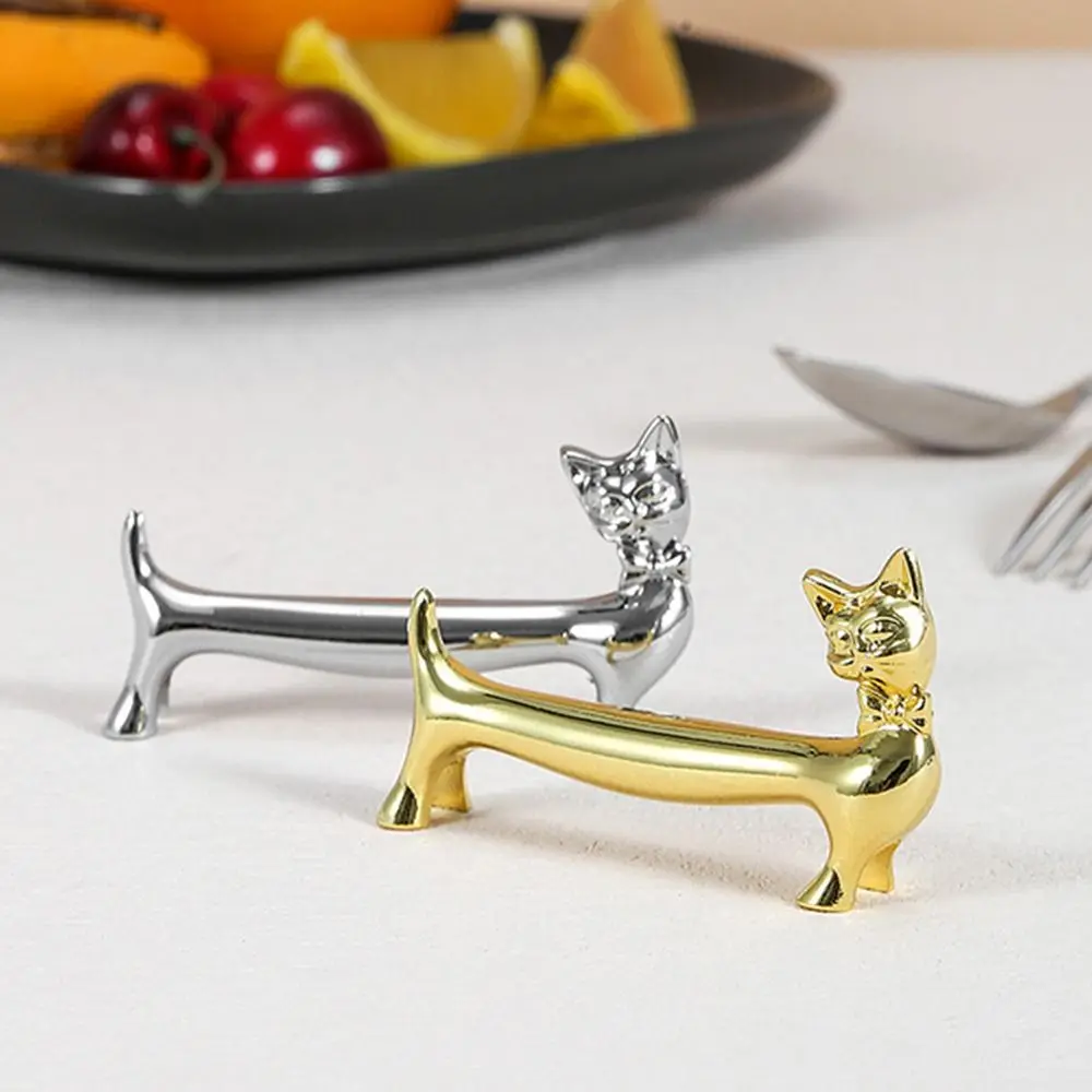 1Pcs Langlebige Katze Design Essstäbchen Halter Zink-legierung Metall Stäbchen Rack Gabel Lagerung Halter Kunst Handwerk Tisch Dekoration