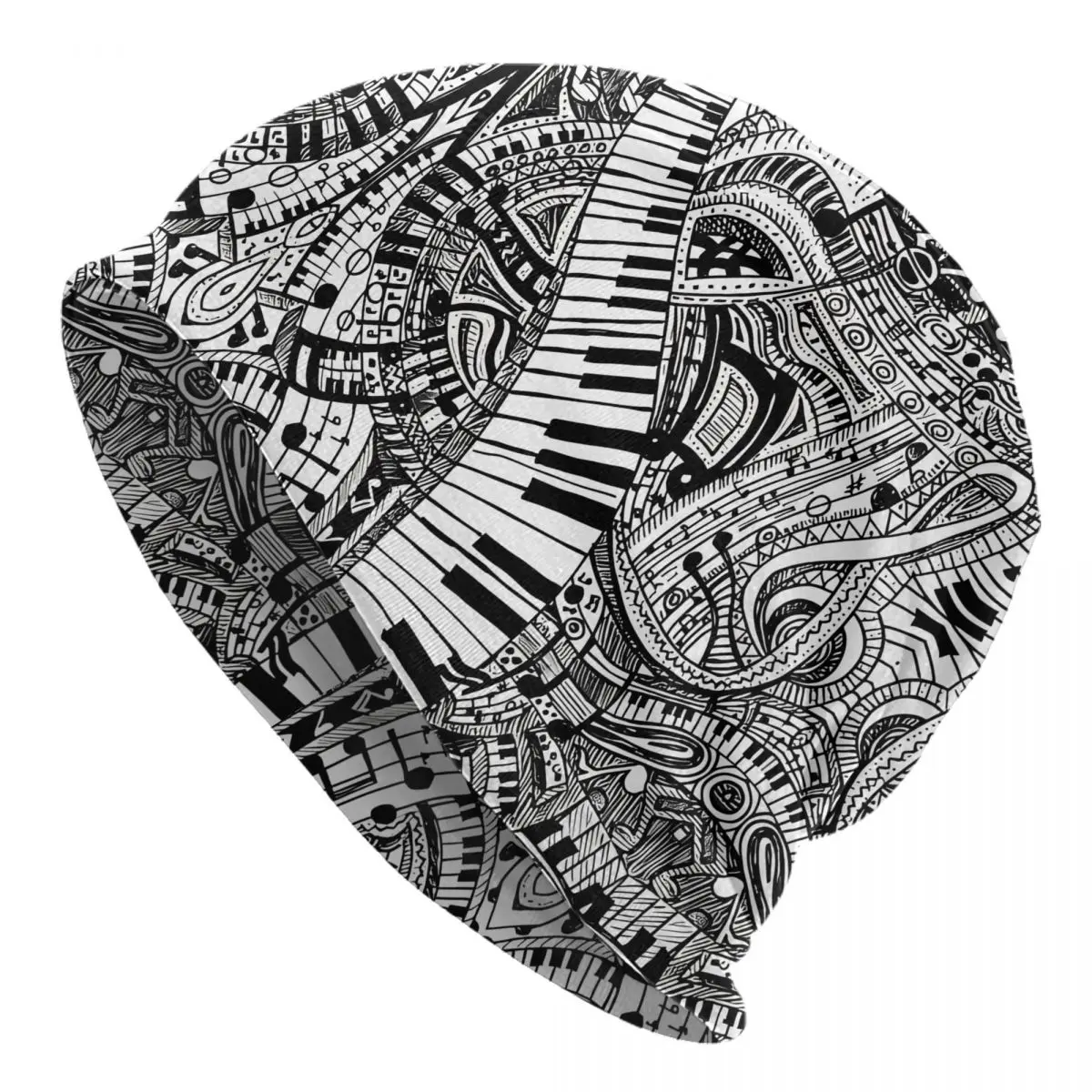 Classical Music Doodle Nocturne By Chopin Piano Keyboard Bonnet Hat Cool Skullies Beanies Hat Unisex Spring Multifunction Cap