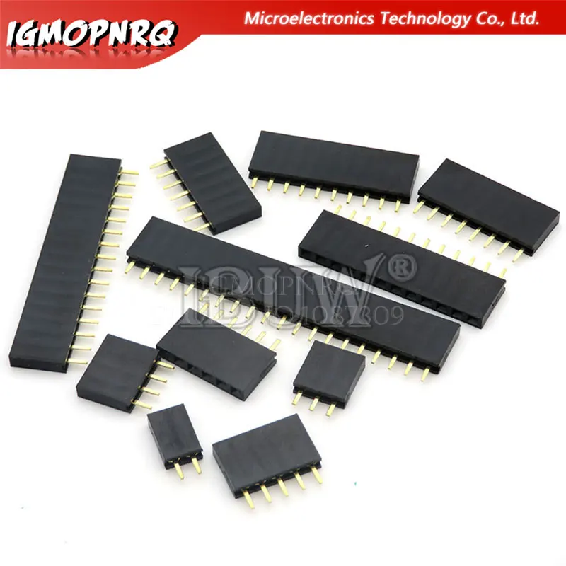10PCS 2.54MM pitch single row female pin socket 2/3/4/5/6/7/8/9/10/11/12/13/14/40Pin PCB Connector Single Row Mother For arduino