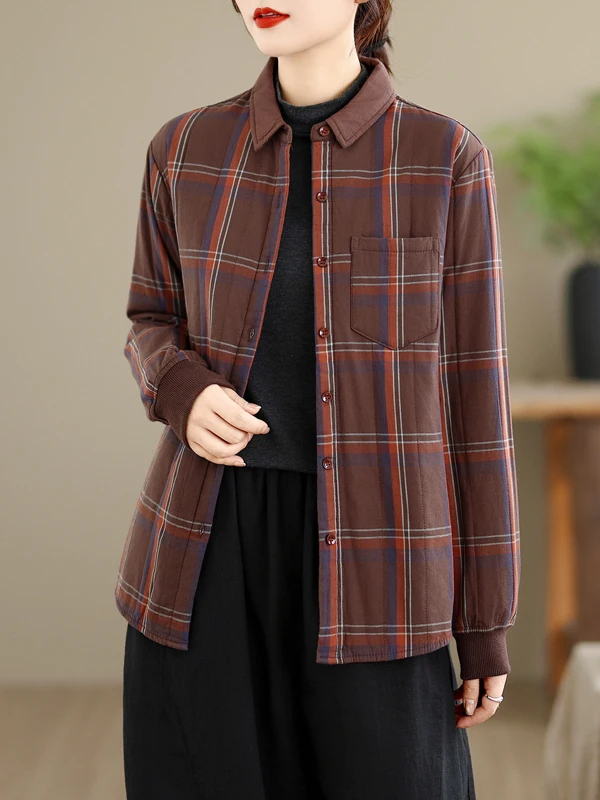 Herfst Winter Loose Fit Casual Dunne Katoenen IRT ID Patroon Eenvoudige Bovenkleding Dames Faion Retro Sle Lange Sve Jas