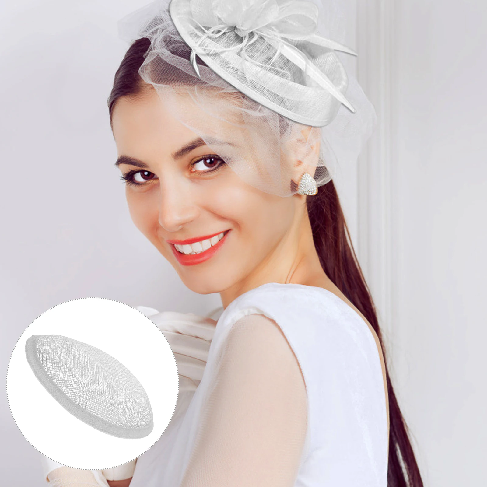 

2pcs Round Linen Hat Felt Mesh Diy Fascinator Base Headwear Accessories Creative Cap Support Cap Making Supplies Women Mesh