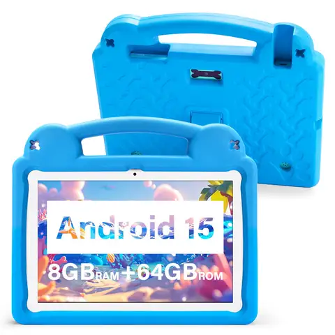 ANRY 2025 어린이 태블릿, 안드로이드 15, 10.1 인치, A523, 2.0GHZ, 8GB(4 + 4 확장) RAM, 64GB ROM, 옥타코어, 5000Mah 태블릿, 어린이 선물