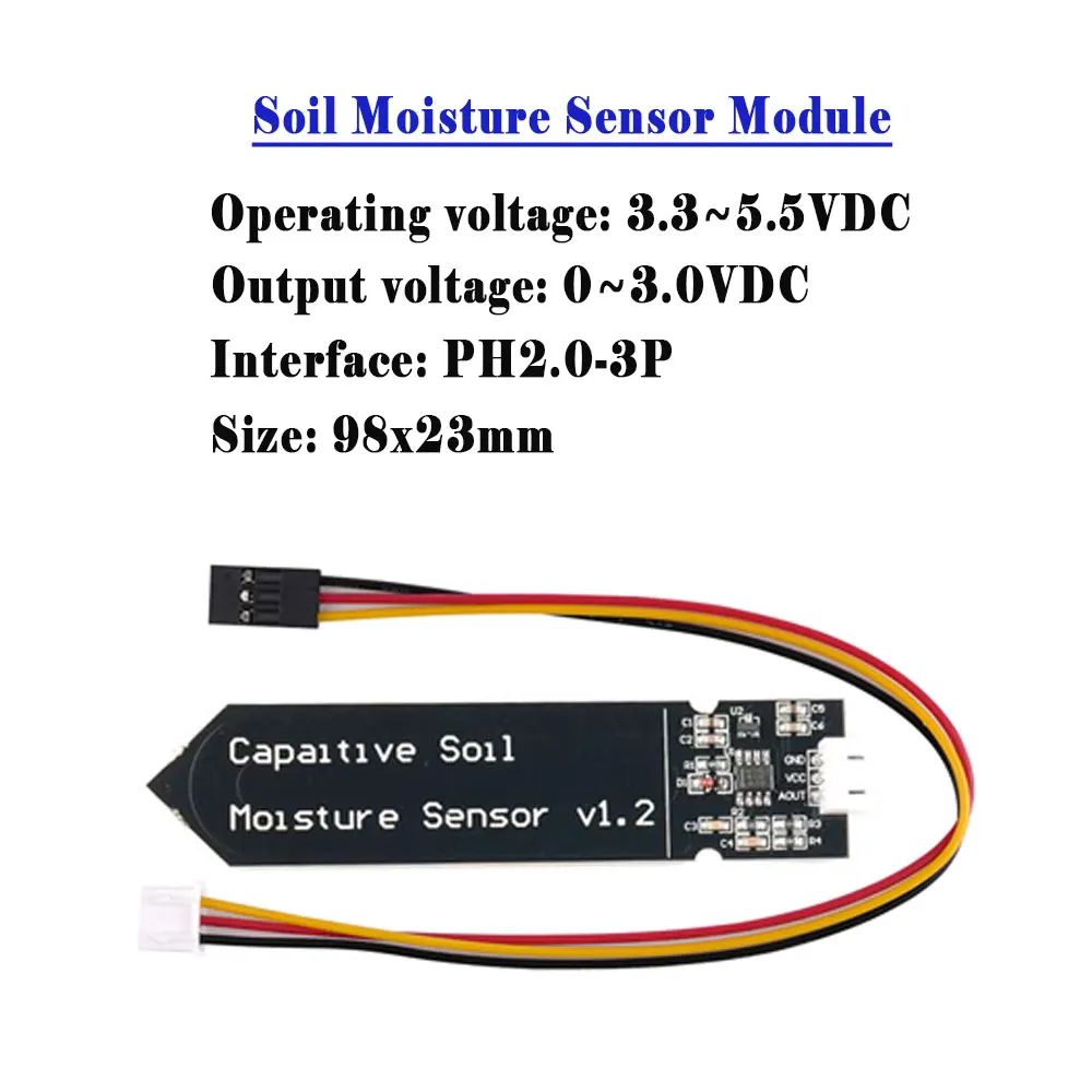5/10PCS Capacitieve Bodemvochtsensor Module 3.3V-5.5V Corrosiebestendig voor Arduino/ESP32/Raspberry Pi (Analoge Uitgang)