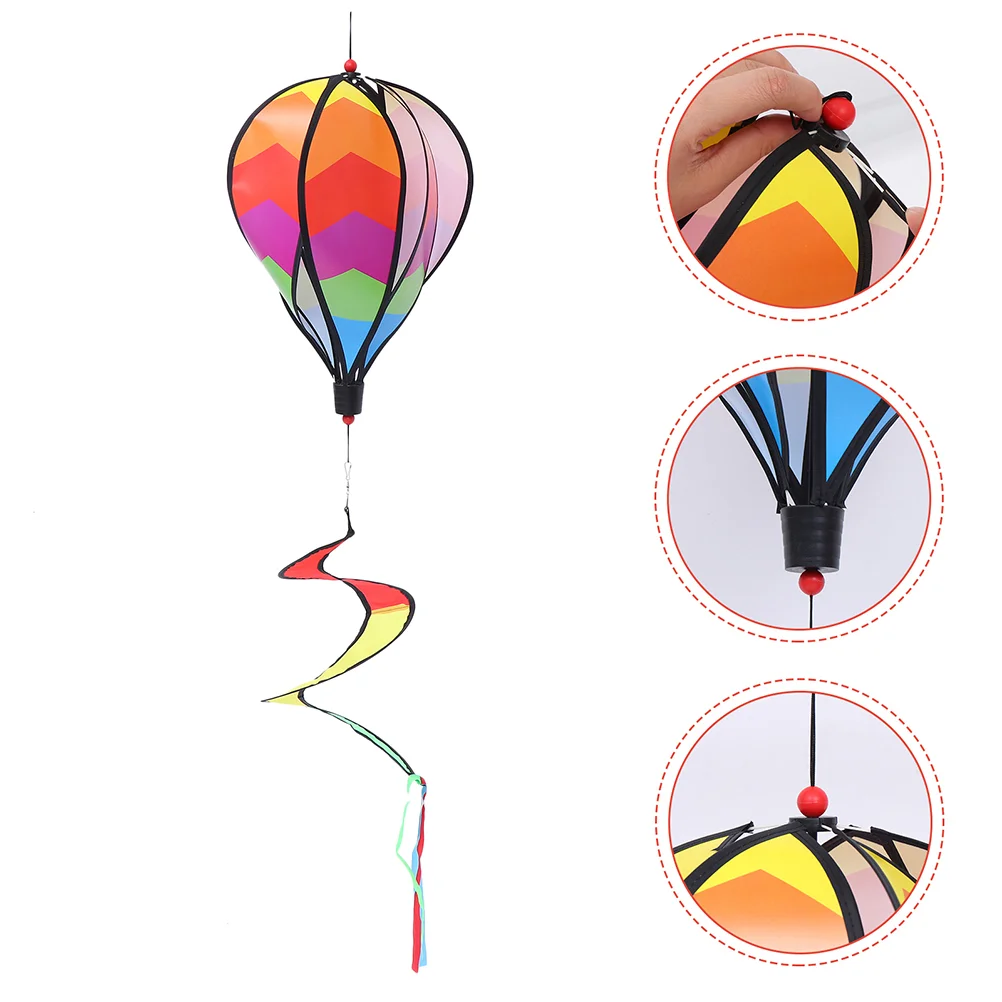 4 Pcs Colorful Wind Stripe Ornament Outdoor Decoration Hot Air Balloon Decorations Windmill Spinners Cloth Garden Rainbow Yard