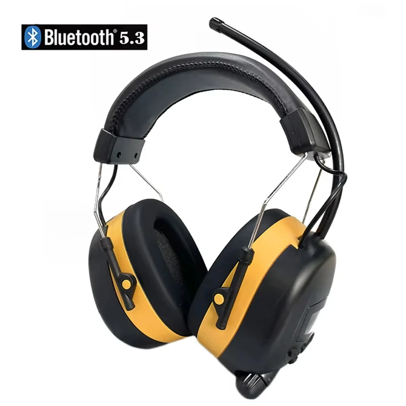 NEW Bluetooth 5.3 Hearing Protection Headphones with FM Radio 25dB NRR Noise Reduction Safety Earmuffs for Mowing Workshops