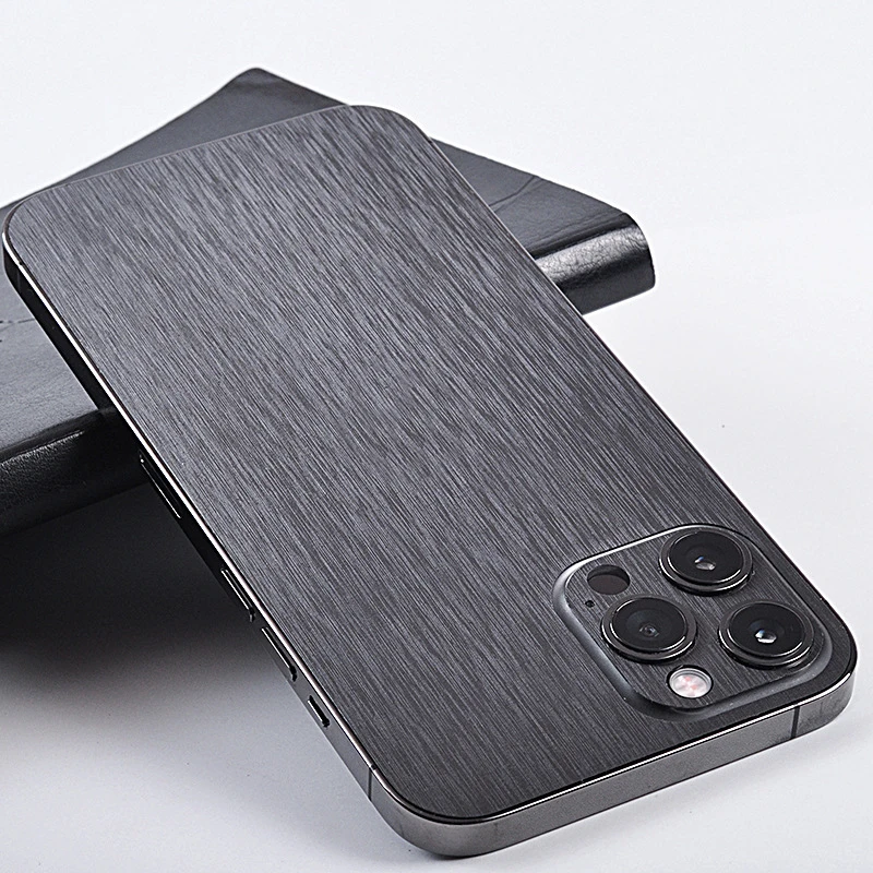 Naklejka na telefon z metalowym rysunkiem ziarna dla iPhone 15 Pro Max 14 Plus 13 Pro 12 Mini 11 Pro Max Full Cover Protector Wrap Film