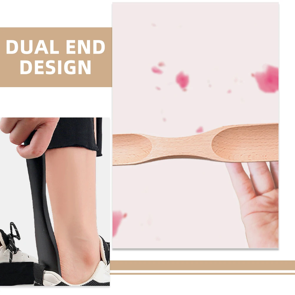 

2pcs 25CM Wooden Horn Double Head Natural Wood Color Black Boot Shoehorn for Adults Seniors Travel Portable Men Shoe Lifting
