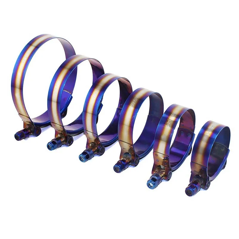 

Т-образный болт, титановый синий хомут для шланга, титановый синий универсальный регулируемый зажим для фиксации трубы, хомут для шланга из нержавеющей стали от 1,75 до 3,5 дюйма