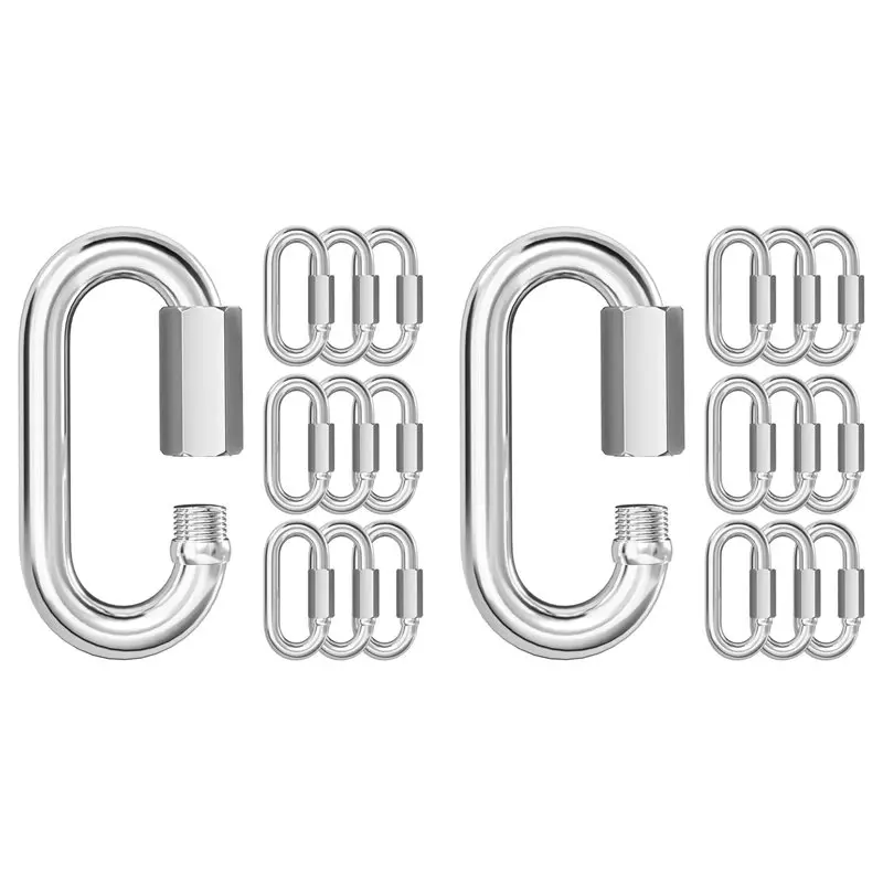 20PCS M6 2.3 Inch Quick Link Chain Connector, 304 Stainless Steel Carabiner, Small Locking Carabiner Clips